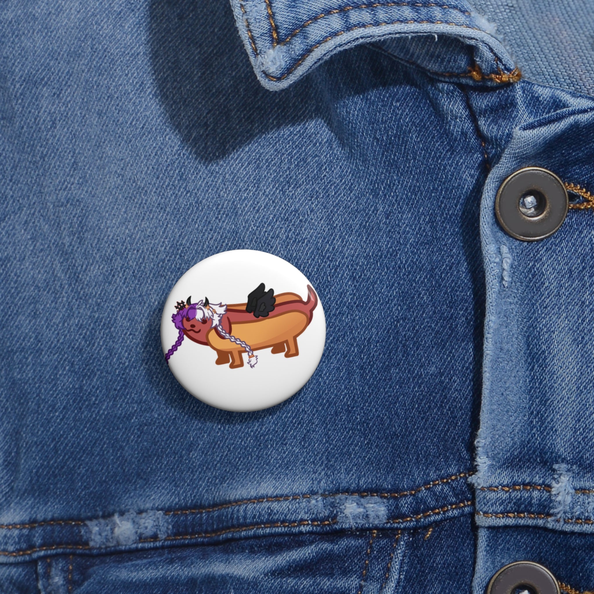 Clovelier "Hot Dog" Pin Button