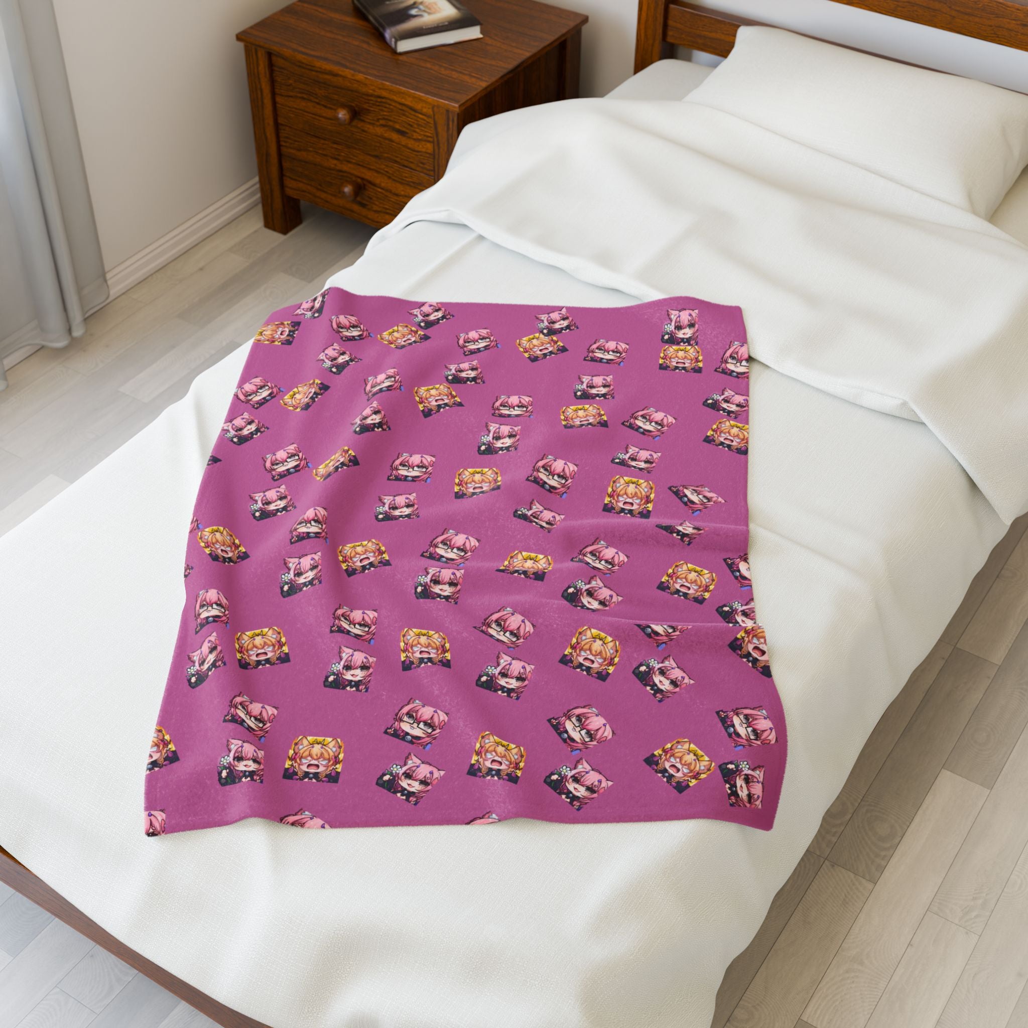 KatDragonz Pink Emote Pattern Plush Blanket