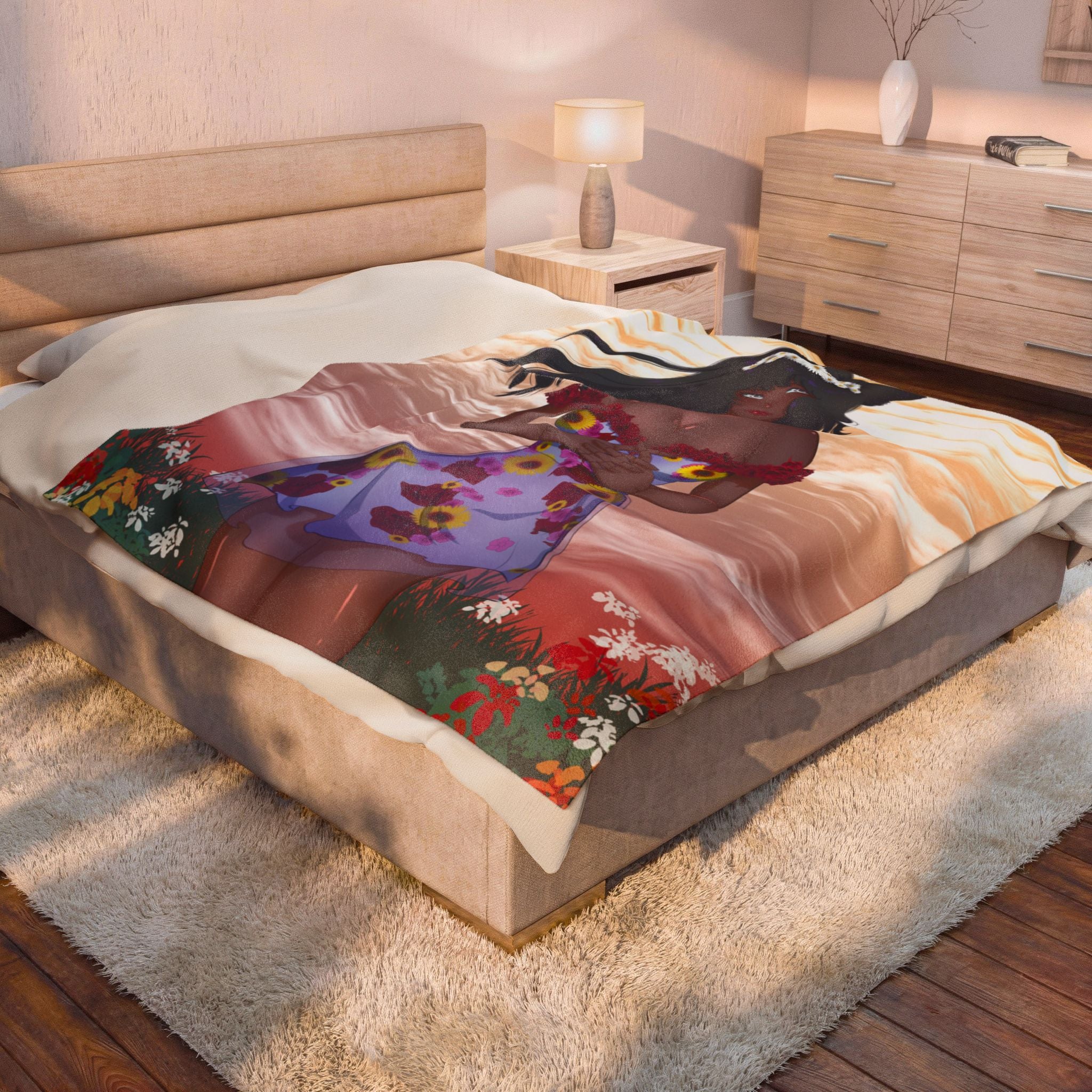 Vinnia Valentine "Rose Garden" Plush Blanket