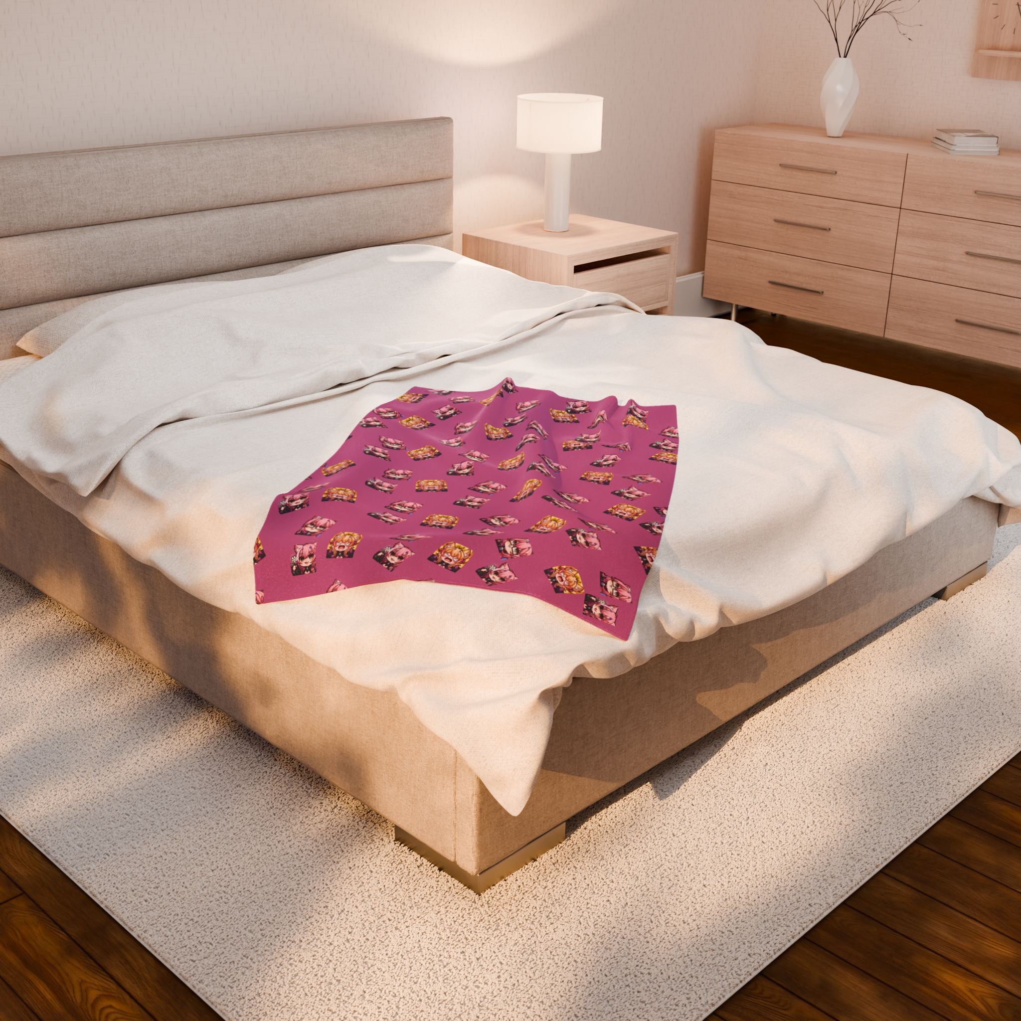 KatDragonz Pink Emote Pattern Plush Blanket