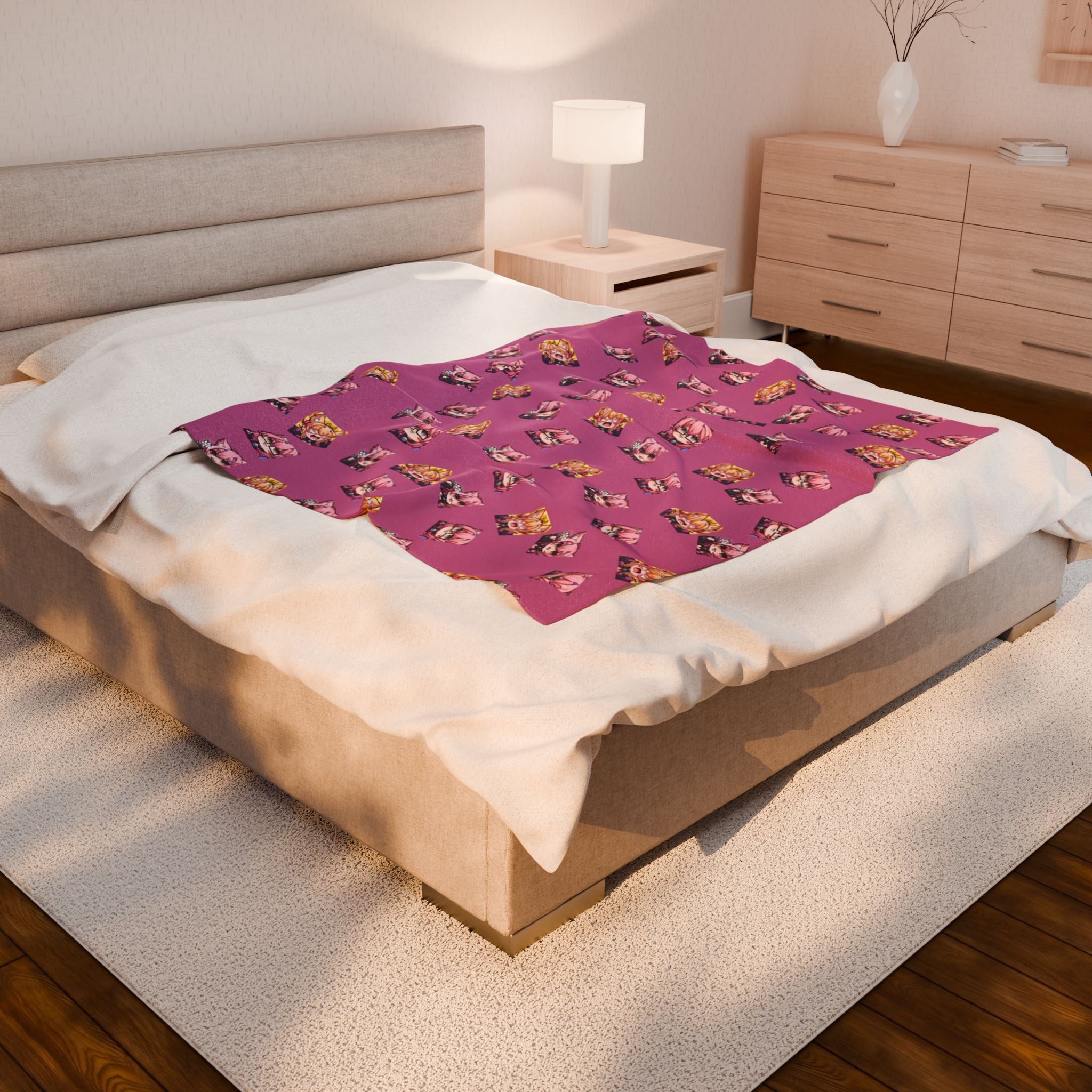 KatDragonz Pink Emote Pattern Plush Blanket