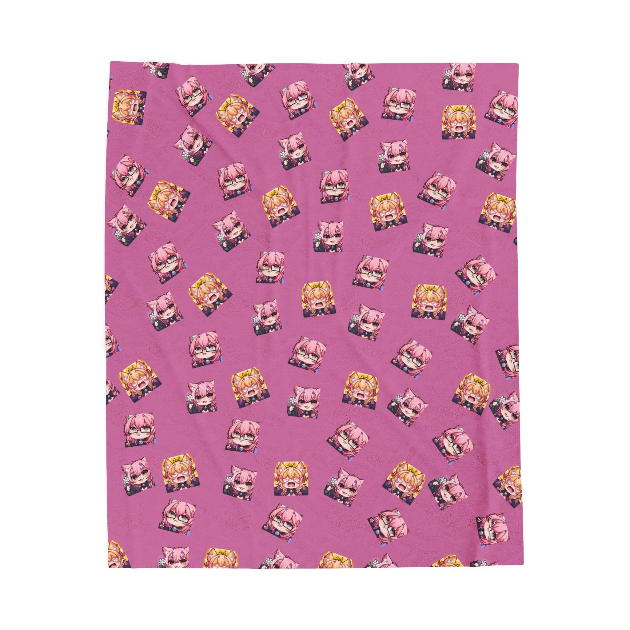 KatDragonz Pink Emote Pattern Plush Blanket