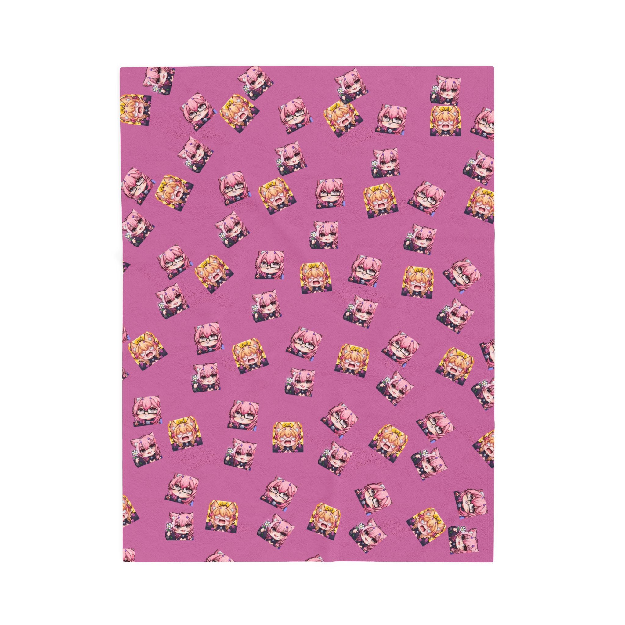 KatDragonz Pink Emote Pattern Plush Blanket