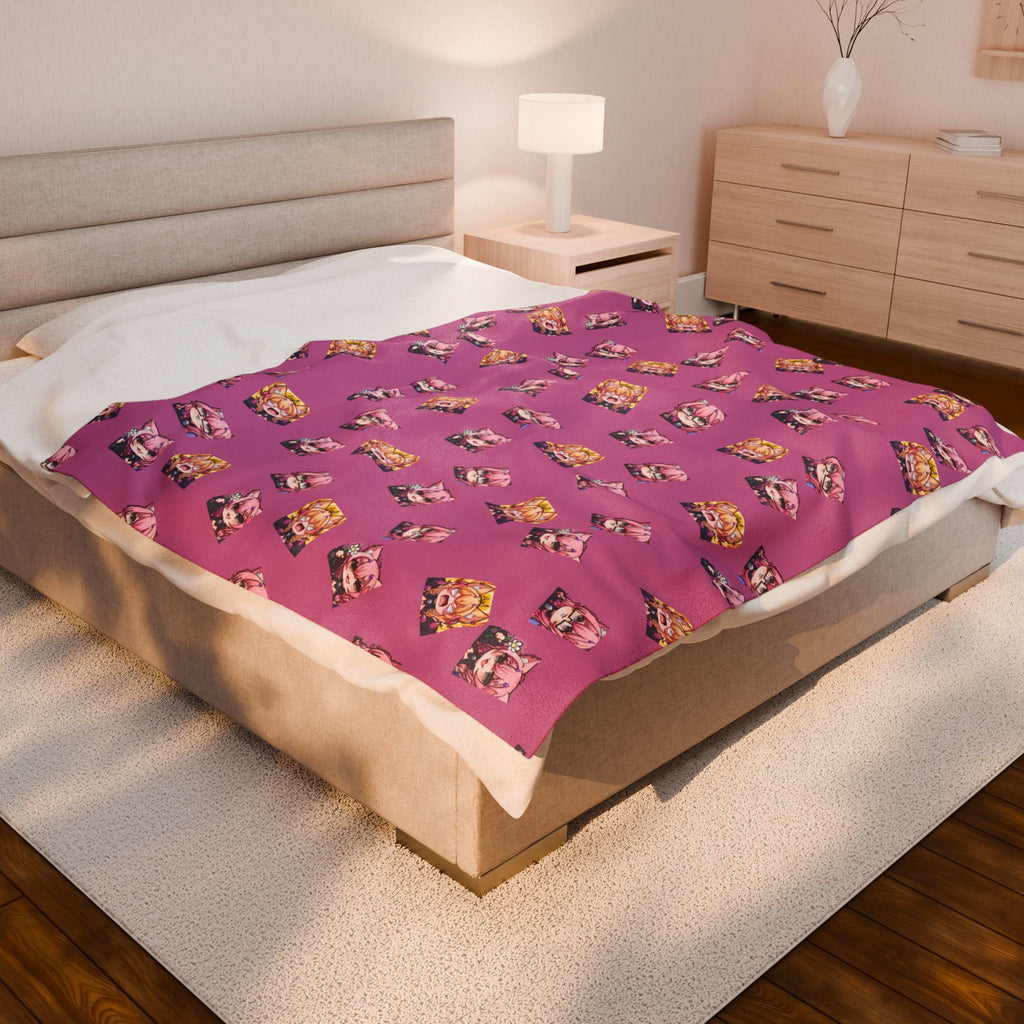 KatDragonz Pink Emote Pattern Plush Blanket