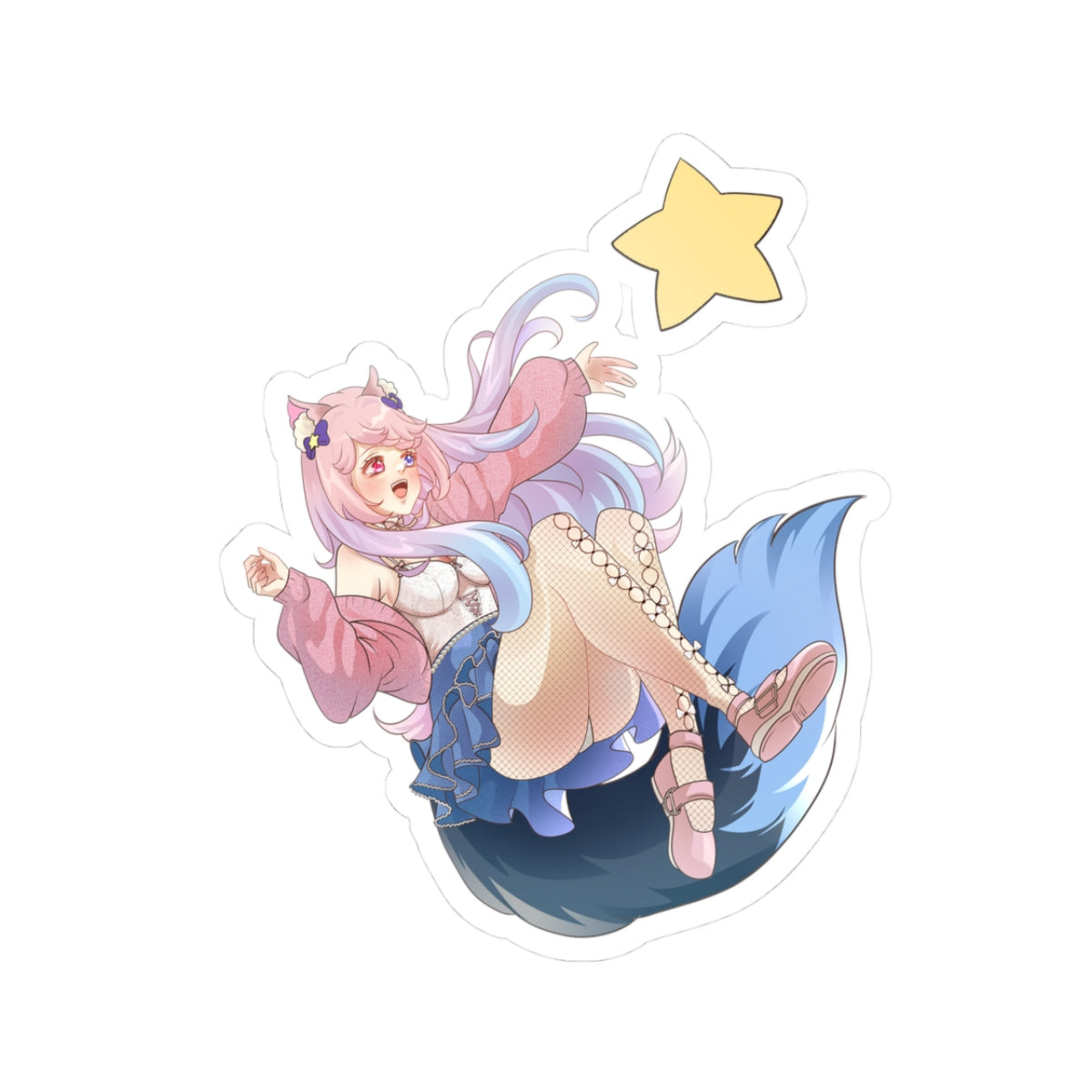 Nighty Neko "Falling Star" Sticker