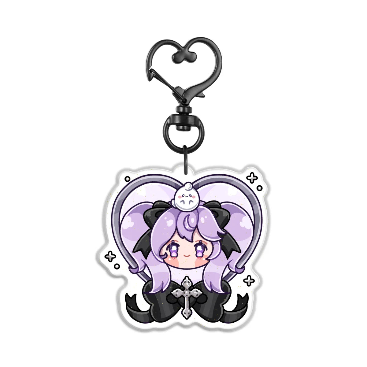Ashdriel "Chibi Heart" Front-Side Glitter Epoxy Keychain