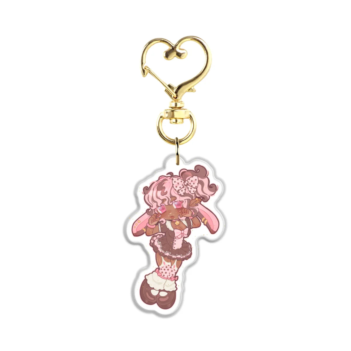 LIMITED Caramel "Chibi Maid" Front-Side Glitter Keychain