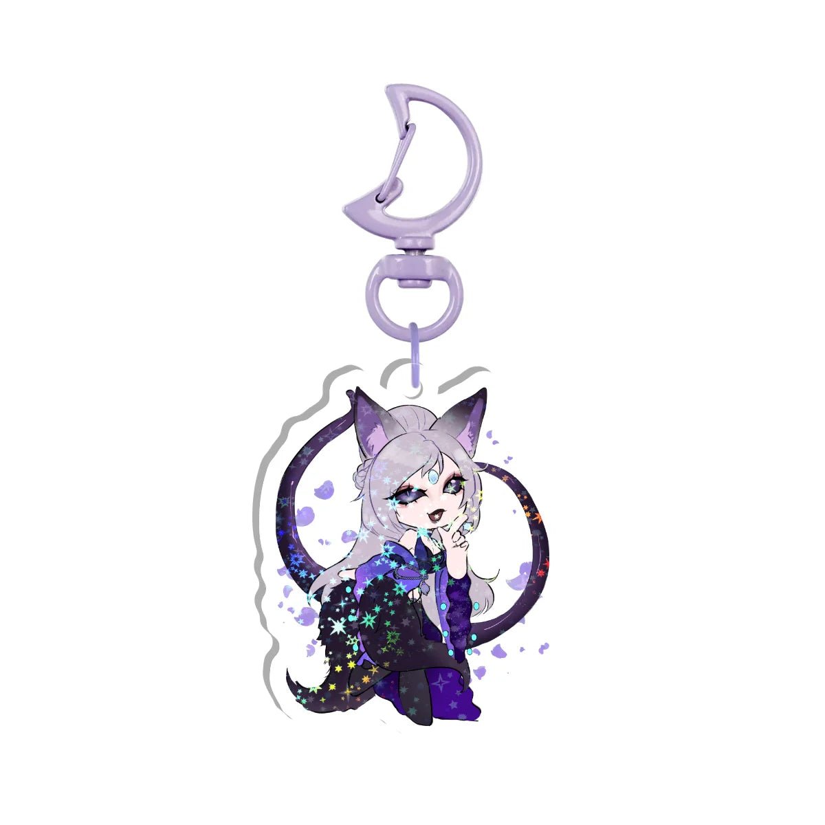 Ayame Shu Double-Sided Holographic Keychain - KatDragonz