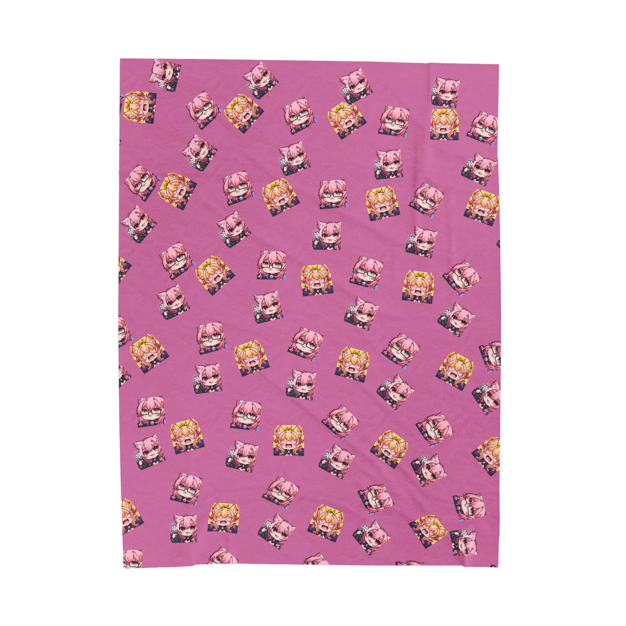 KatDragonz Pink Emote Pattern Plush Blanket