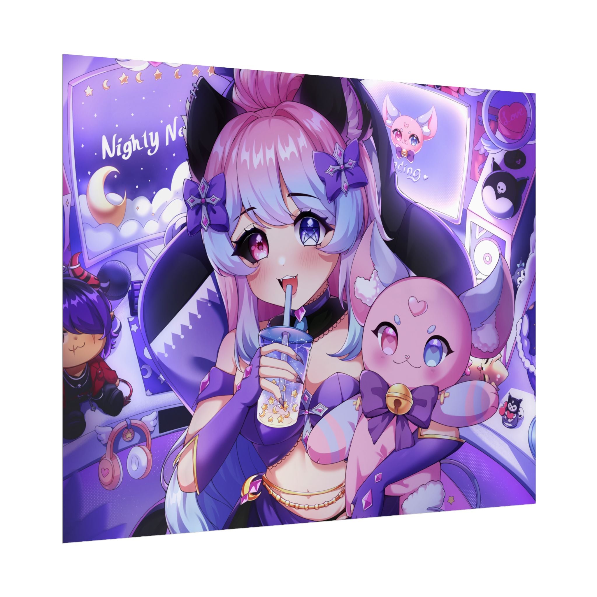 "Time to Stream!" Nighty Neko Print