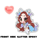bluenovavtuber "Chibi" Front-Side Glitter Epoxy Acrylic Pin