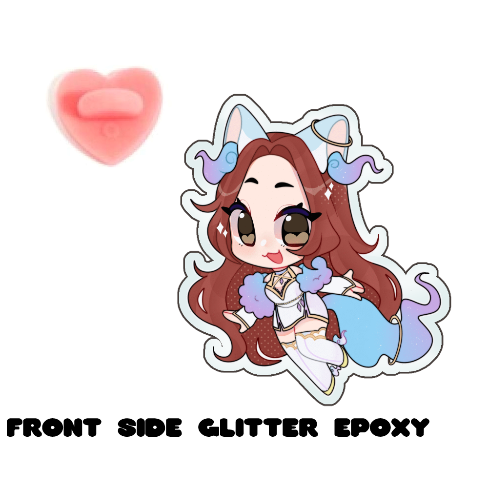 bluenovavtuber "Chibi" Front-Side Glitter Epoxy Acrylic Pin