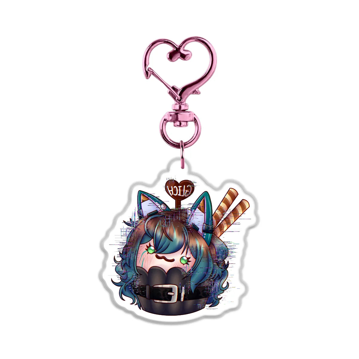 Risa Cupcake "Glitch Cupcake" Front-Side Glitter Epoxy Keychain