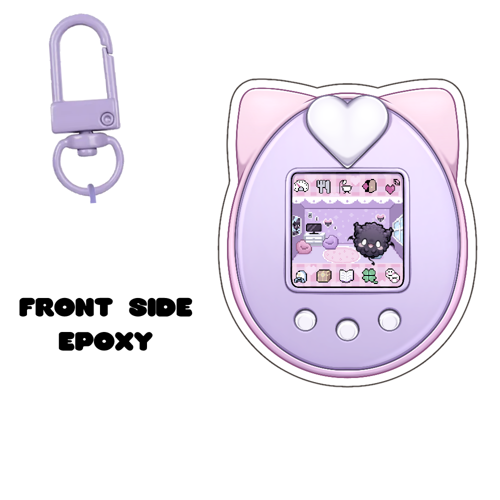 nekowomai "Neko Friend" Front-Side Epoxy Shaker Keychain