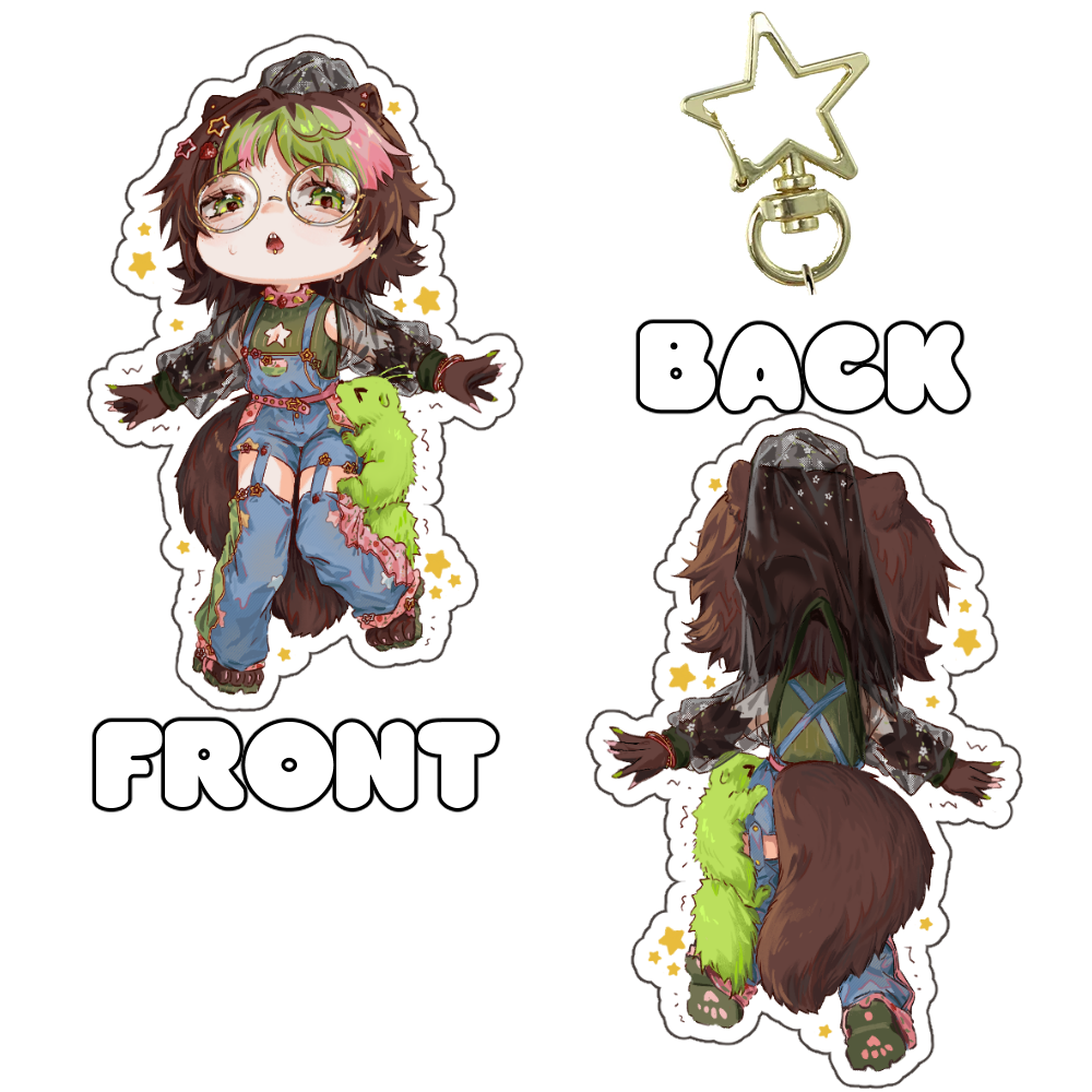 quichestrawbs Double-Sided Star Clasp Keychain