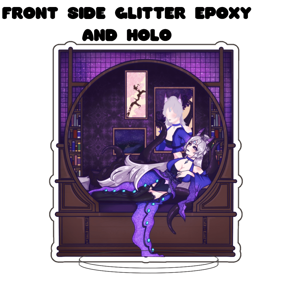 Ayame Shu Front-Side Glitter Epoxy w/ Holographic Standee - KatDragonz