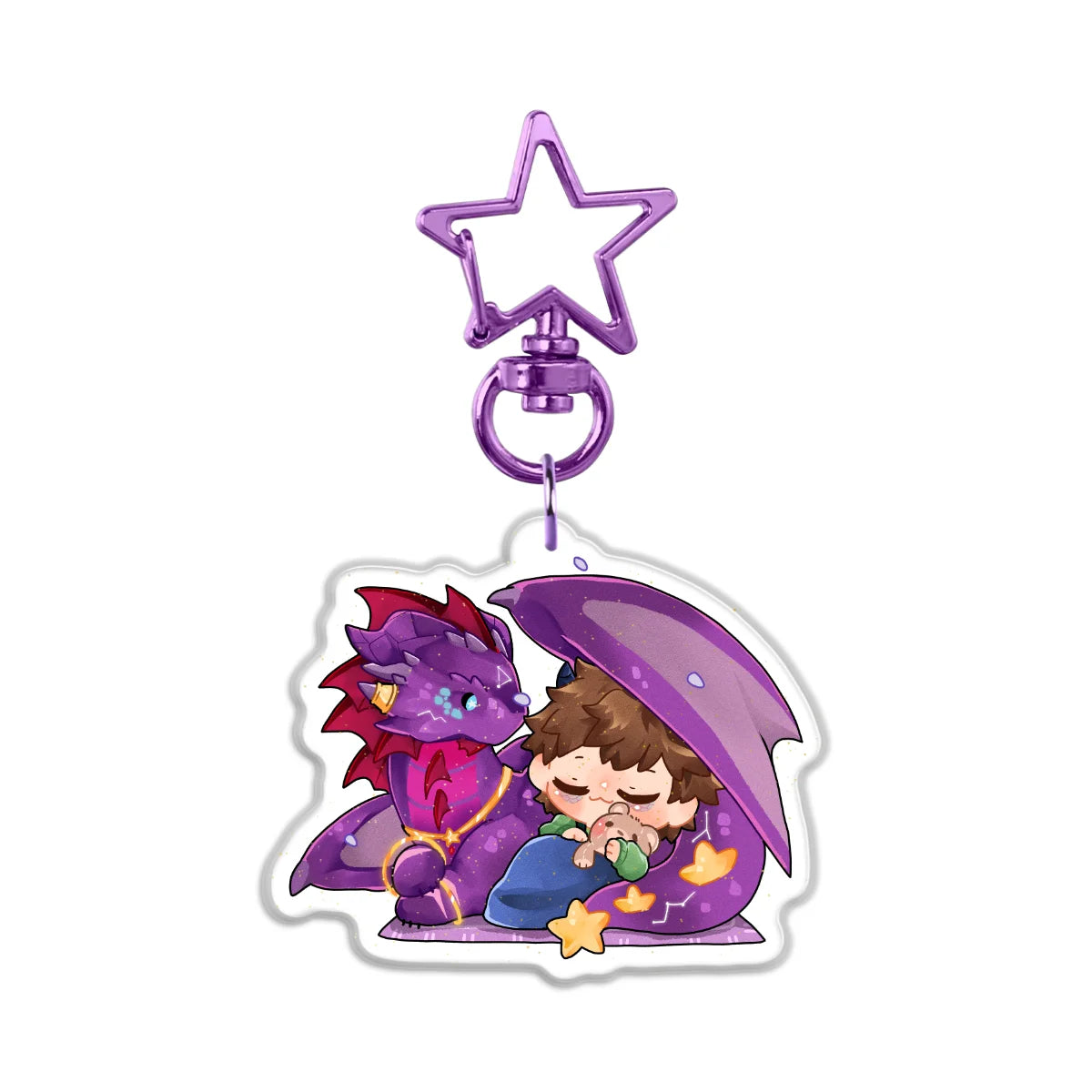 Starlaxia "Sleepy Time Chibi" Front-Side Glitter Epoxy Keychain