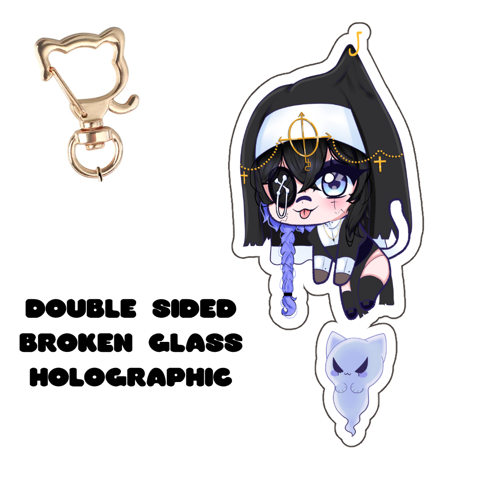 TrystVT "Hanging" Double-Sided Holographic Dangle Keychain