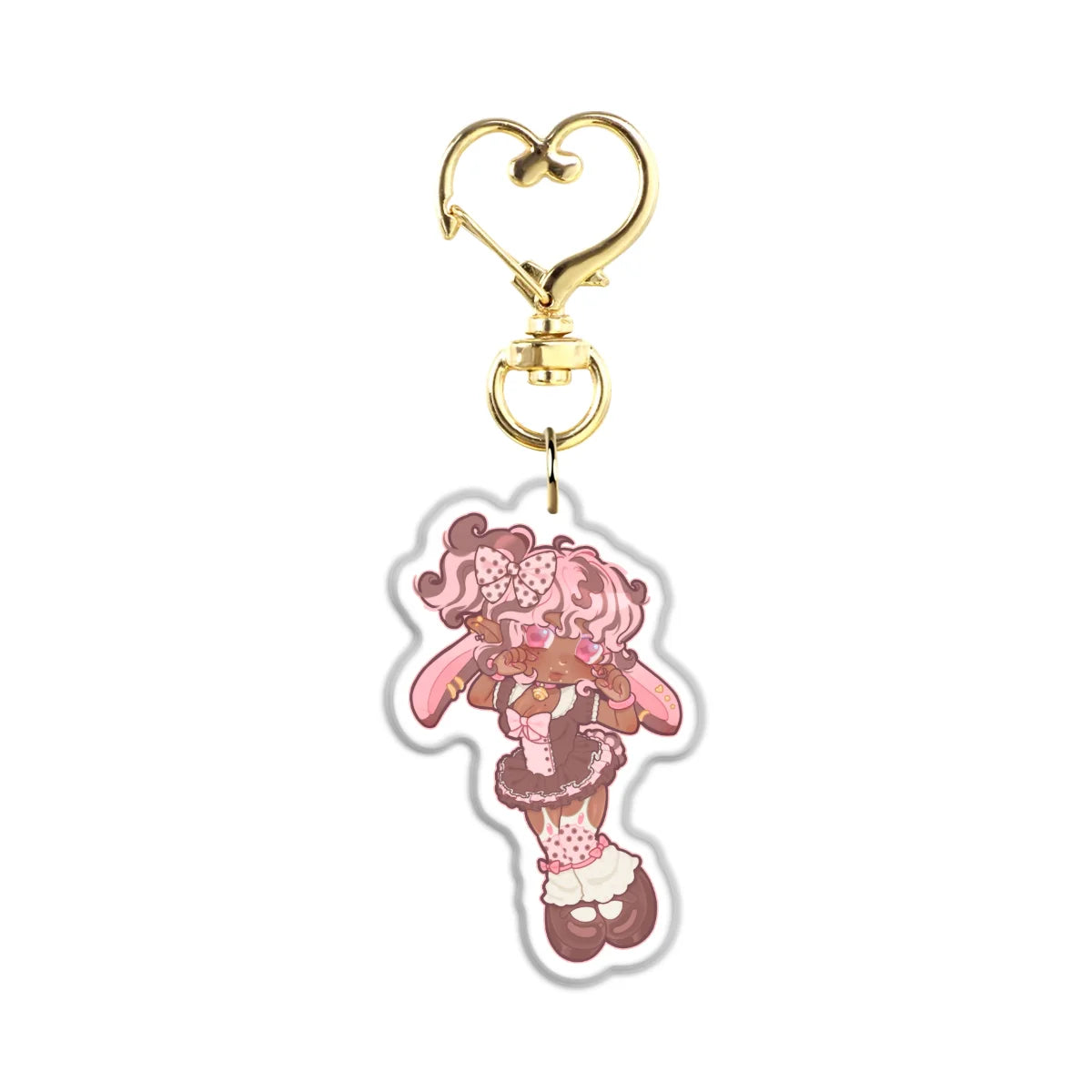 LIMITED Caramel "Chibi Maid" Front-Side Glitter Keychain