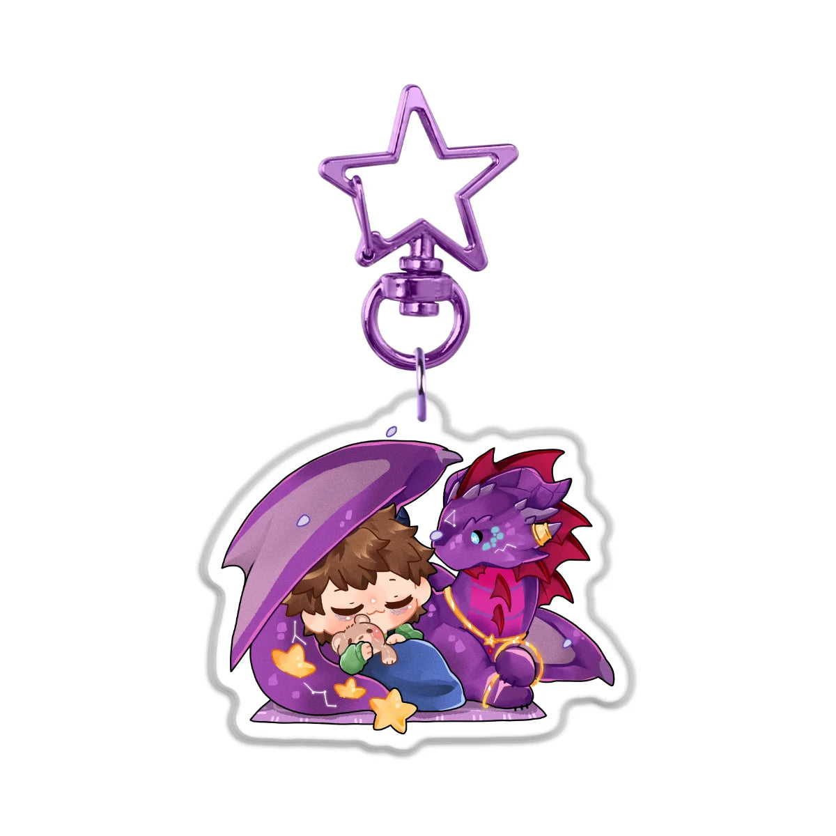 Starlaxia "Sleepy Time Chibi" Front-Side Glitter Epoxy Keychain