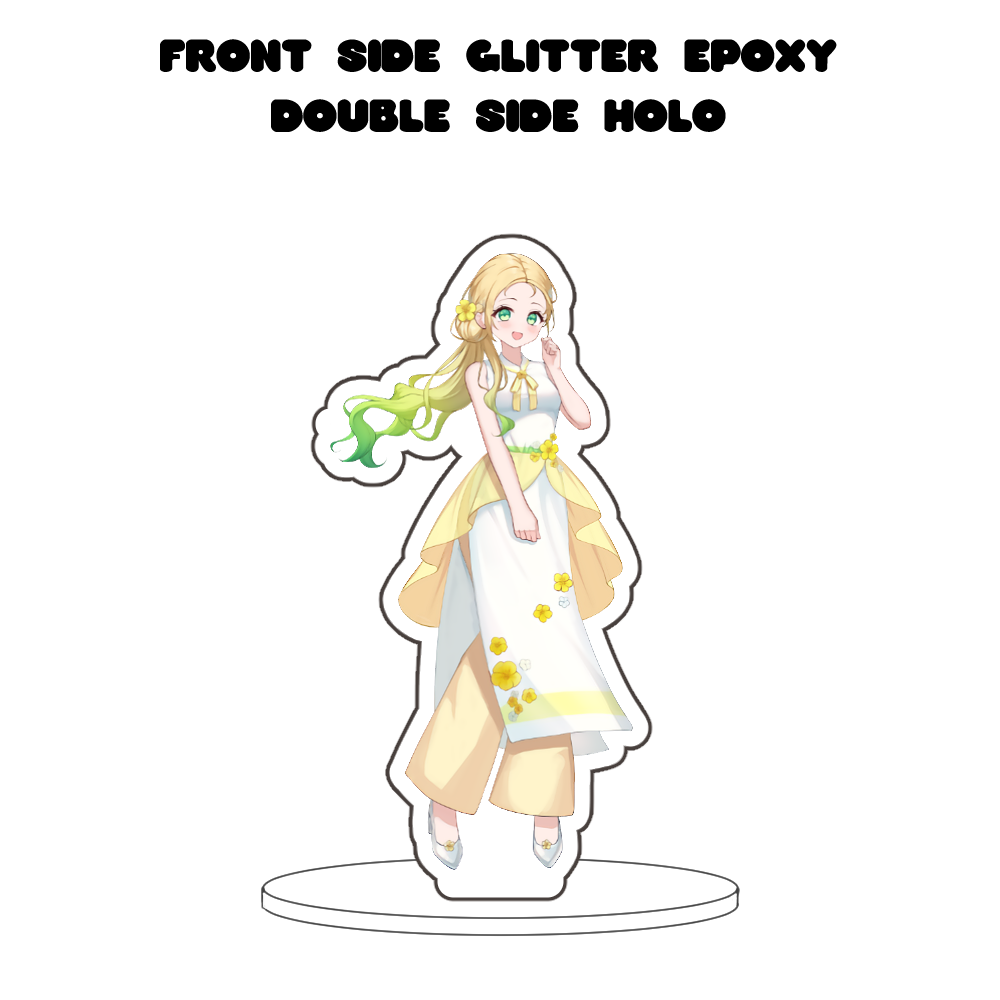 Hana Bloomfae "Model" Front-Side Glitter Epoxy/Double Side Holographic Standee
