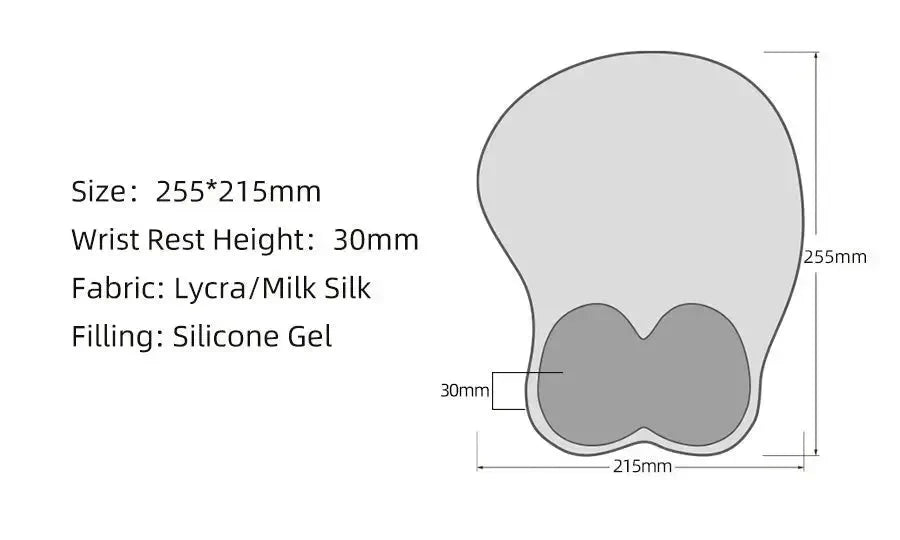 3D Booba Mousepad size diagram